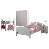 58 aufm Kessel Jugendzimmer-Set Kinderzimmer Kamila 10 Kinderzimmer Möbel Set Mädchen MDF Weiß, (inkl. Versand, Lieferung bis Verwendungsstelle), Einzelbett, Nachtkonsole, Schreibtisch und 3-türigem Kleiderschrank weiß
