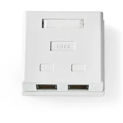 Nedis Netzwerk-Wanddose - An der Wand - 2-Port port(s) - UTP CAT6 - Gerade - Buchse - Vergoldet - PVC - Weiss - Umschlag