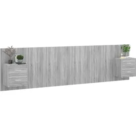 vidaXL Kopfteil mit Nachttischen Grau Sonoma Holzwerkstoff