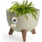 Kadax Blumentopf aus Kunststoff mit drei Einsteckstützen, 24 cm, baumwollfarbe