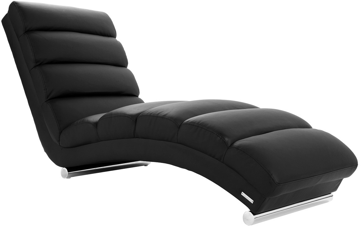 Chaise longue / fauteuil design noir et acier chromé TAYLOR