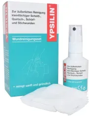 Holthaus Medical YPSILIN Wundreinigungsset Fluid und Tücher 35110 , 1 großes Set = 100 ml Fluid + 20 Tücher