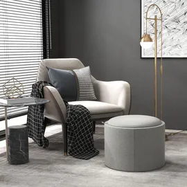 furnicato Polsterhocker Leinen 56 x 42 x 56 cm Grau