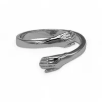 Eyecatcher Silberring Umarmende Hände 925 Sterling Silber oder vergoldet, Freundschaftsring, Verlobungsring silberfarben Onesize