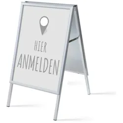 SHOWDOWN Displays Showdown Kundenstopper - DIN A1 - Komplett-Set - Hier Anmelden Deutsch - Grau/Schwarz