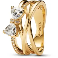 Pandora Damenring Funkelnde Schleife Goldfarben, 56/17,8