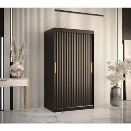 abiks möbel Schwebetürenschrank RIFLO WAVE 100 x 200 x 62 cm Schwarz