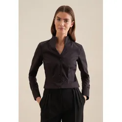 Klassische Bluse SEIDENSTICKER "Schwarze Rose", Damen, Gr. 3XL (46), schwarz, 100% Baumwolle, unifarben, slim fit, ohne Ausschnitt, Langarm, Blusen, Langarm Kragen Uni