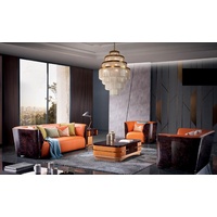 JVmoebel Sofa Luxus Möbel Sofagarnitur Sofa Polster 3+2+1 Sitzer + Couchtisch, Made in Europe braun|orange
