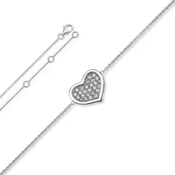 Silberarmband ONE ELEMENT "Zirkonia Herz Armband aus 925 Silber 18 cm", silber, Armbänder, Damen, 18, Damen Silber Schmuck Herz