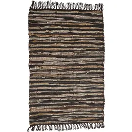 Marrakesch Orient & Mediterran Interior Läufer Lederläufer Fußmatte Dakar handgefertigt aus Leder und Baumwolle 90 cm, Höhe: 1 mm, Handarbeit Ø 60 cm x 60 cm x 90 cm x 1 mm