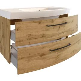 WELLTIME Waschbeckenschrank WELLTIME "Chicago", braun (wotaneiche), B:100cm H:59cm T:50cm, MDF, Schränke, Waschbeckenunterschrank, Badmöbel, Waschtisch, Breite 100 cm, mit Softclose