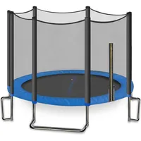 SereneLife Trampolin Outdoor Kinder – Ø 244/305/366 cm, ASTM-Zertifiziert Mit Sicherheitsnetz & Randabdeckung, wetterfestes Gartentrampolin, stabile L-Form Füße
