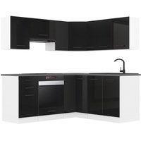 Belini Küchenzeile Küchenblock Küche L-Form SARAH Küchenmöbel mit Griffe, Einbauküche ohne Elektrogeräten mit Hängeschränke und Unterschr...