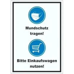 Mundschutz Einkaufswagen Aufkleber A5 (148x210mm)