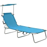 vidaXL Klappliege mit Sonnenschutz Blau Aluminium 187 x 57,5 x 27 cm
