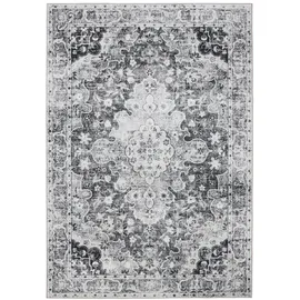 benuta Vintage-Teppich, Anthrazit, Kunststoff, Vintage, Rechteckig, 200x300 cm, Oeko-Tex® Standard 100, in verschiedenen Größen erhältlich, rutschfeste Unterfläche, waschbar, Teppiche & Böden, Teppiche, Vintage-Teppiche