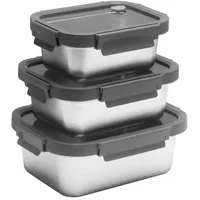 Lacers Purpleline 6-teiliges Edelstahl Vorratsdosen-Set mit Glasdeckeln (800ml/1250ml/1800ml) –