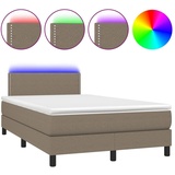 vidaXL Boxspringbett mit Matratze & LED Taupe 120x200 cm Stoff