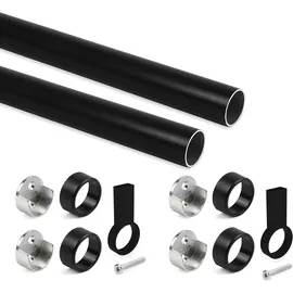 Emuca Schrankstangen-Set Ø28 1150 mm Schwarz