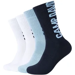 Socken CAMP DAVID "cushioned", Herren, Gr. 43-46, blau (navy), Baumwollmischung, unifarben mit Farbeinsatz, normal, Socken, mit auffälligem Markenlogo-Design