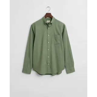 Gant Langarmhemd Regular Fit Popeline Hemd leicht strapazierfähig pflegeleicht mit Label Stickerei auf der Brusttasche grün 4XL