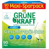 fit Grüne Kraft Classic Tabs 90 Stück - Geschirrspül-Tabs für Spülmaschinen, Sauberkeit, Glanz, wasserlösliche Folie, vegan