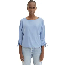 Tom Tailor Denim Damen Loose Fit Longsleeve mit Streifen & Raffarm 31347 - Small Mid Blue White Stripe L - L