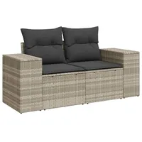 VidaXL Gartensofa mit Kissen 2-Sitzer Hellgrau Poly Rattan