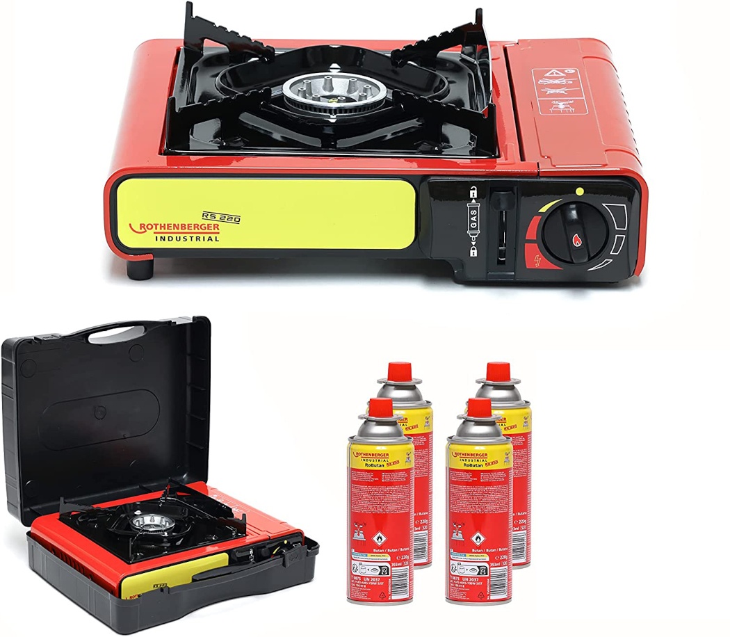 Rothenberger Industrial Gaskocher Campingkocher 2 kW Gourmet Piezozündung RS 220...