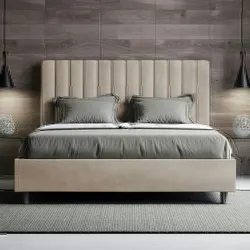 Bett mit gepolstertem Untergestell 160x200 Agueda-Sand-Mikrofaser