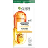 Garnier Skin Active Ampullen Tuchmaske, Anti-Müdigkeit, Getränkt in Ampullen-Serum, Vegane Formel mit Vitamin C und Ananas-Extrakt, 15 g