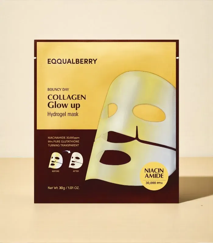 EQQUALBERRY Collagen Glow Up Hydrogel Mask – Hydrogel Gesichtsmaske 1ks/30g