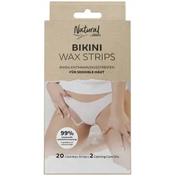 andmetics 20 Natural Bikini Wachsstreifen + 2 Pflegeöltücher