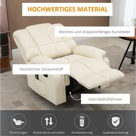 Homcom Massagesessel Fernsehsessel Kunstleder 94 x 99 x 99 cm Beige