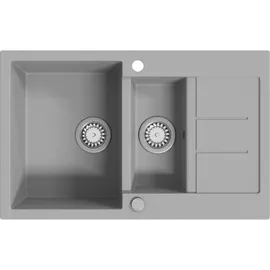 vidaXL Granitspüle Doppelbecken Grau