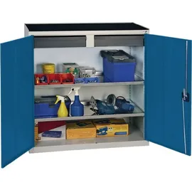 stumpf metall Beistellschrank Stahl H1000xB1000xT500mm 2 Schubladen grau/blau