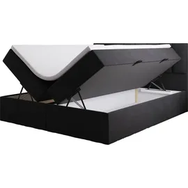 Trada Palermo Boxspringbett 140x200 mit Bettkästen H3 Matratze Schwarz - Trada