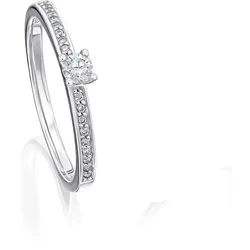 Diamantring ONE ELEMENT Gr. 55, silber, Fingerringe, Damen, 55, Weißgold 585-Diamanten, Weißgold 585, Diamanten, Damen Gold Schmuck Memoire mit Center