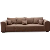 CAVADORE Big Sofa Mavericco inkl. Kissen / XXL-Couch mit tiefen Sitzflächen und modernem Design / 287 x 69 x 108 / Lederoptik cognac