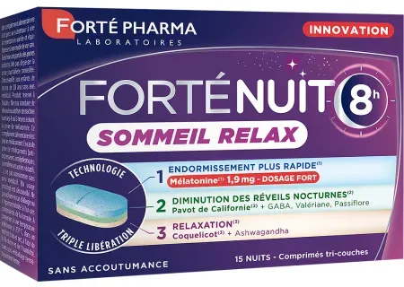 Forté Pharma Forténuit 8h Schlaf Relax 15 Drei-Schicht-Tabletten