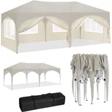 Woltu Pavillon, mit 6 Seitenteilen, 3x6 m, mit 6 Seitenwänden, höhenverstellbar beige