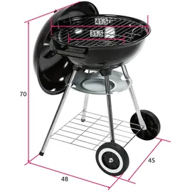 Tectake tectake® Kugelgrill, mit 2 Rädern, mit Ablage, Ø 41,5 cm