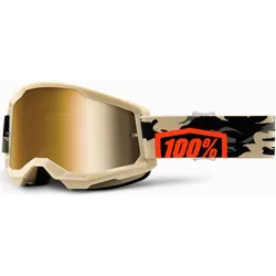 100 Percent Strata 2 Kombat S22, Crossbrille verspiegelt - Beige/Schwarz/Grau Gold-Verspiegelt