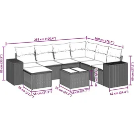 vidaXL Gartensofa-Set mit Kissen, grau, Polyrattan