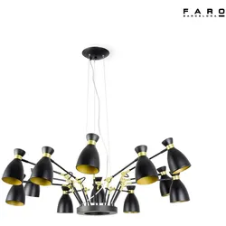 Faro Pendelleuchte RETRO 12xE14, IP20, schwarz, gold satiniert FAR-20051