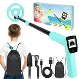 Metalldetektor Kinder - iTayga 2026 USB Wiederaufladbarer Kinder Metalldetektor, Verstellbarer (24"-35"), Hochpräziser Tragbarer Metalldetektoren mit LCD-Display für die Erkundung im Freien, Hellblau