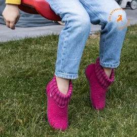 Gottstein Alpine Boot RU Kinder Hausschuh | Filz-Hausschuh Made in Tirol | Farbe rosa Größe - raspberry/brown -