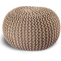 Casamia Pouf Ø 55 o. 45 cm Strickhocker Sitzpouf Bodenkissen für Innen Indoor Größe ø 45 cm, Farbe beige