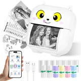 Ambesty Mini Drucker, Mobiler Fotodrucker, Tragbarer Mini Fotodrucker, Wireless Fotodrucker Thermodrucker, mit 13 Rollen,Smartphone Bluetooth Drucker,für Lernhilfe,Lernnotizen,Journal